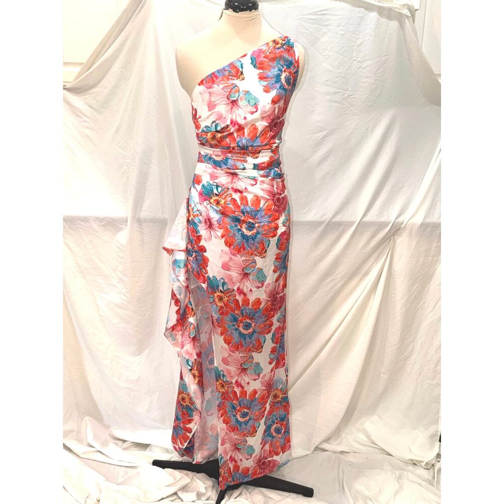 Hello Molly That's So Fetch White, Blue, Coral Elianna Floral Maxi Dress Size 4 - Picture 4 of 10